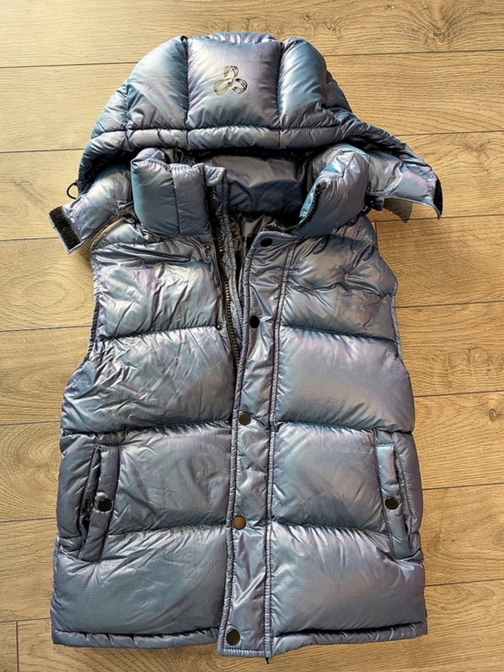 Tna The Super Puff Vest Hooded Puffer Blue & Purple Iridescent XXS